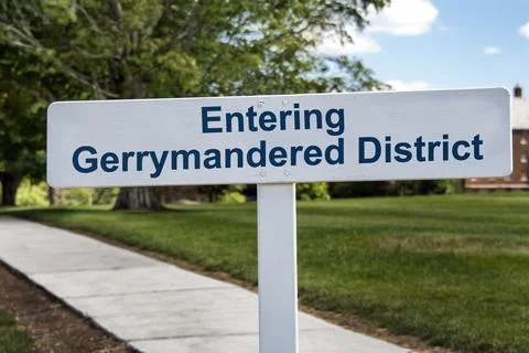 Entering Gerrymandered District Sign 스톡 사진