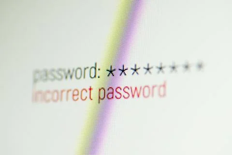 Entering incorrect password to a website Foto stock