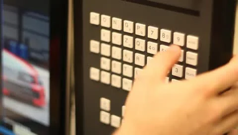 Entering information into CNC keyboard Stock-Footage 10689377
