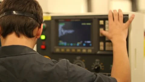 Entering information in CNC machine Stock Footage 10689363