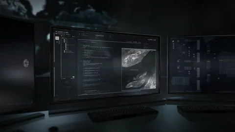 Entering the information stealing script into the intelligence computer program Stock Footage 203752732