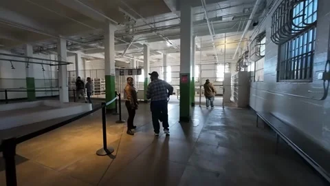 Entering the Interior of a Historic Prison Facility Stock Footage 327766047
