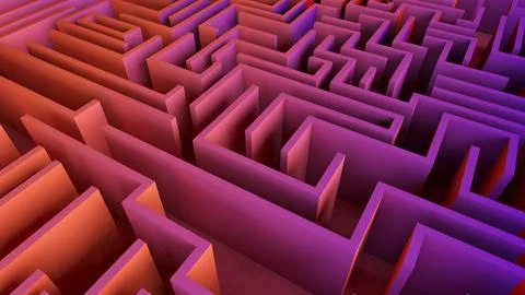 Entering a labyrinth of complex paths and adventures, business ideas encoun.. Stock Illustration
