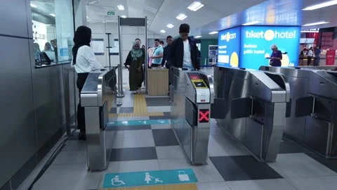 Entering MRT Station By Tapping E-Money Stock Footage 132051153