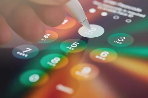 Entering numbers to passcode Stock Photos