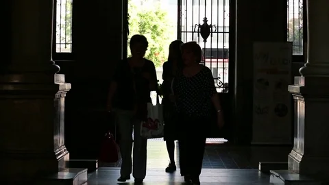 Entering office building Stock Footage 77053537