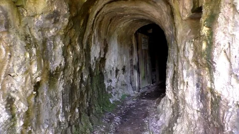 Entering into an old abandoned mine Stock Footage