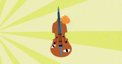 Entering orange hand gripping brown violin neck animating gentle tilts and Stock Footage 315523429