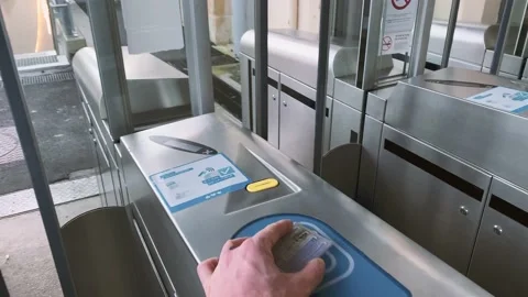 Entering Paris RER With Electronic Touch Card, Automatic Door Open Stock-Footage 224467039