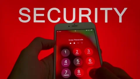 Entering passcode on mobile phone, digital code on smartphone Video stock 154952321