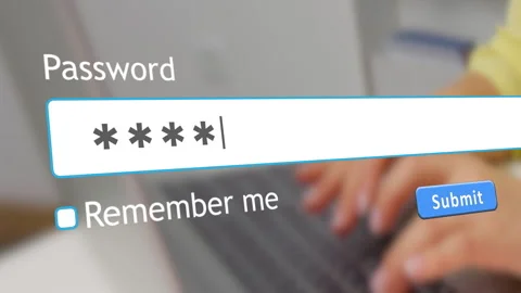 Entering password on website form in internet browser with keyboard typing Stock Footage 346709876