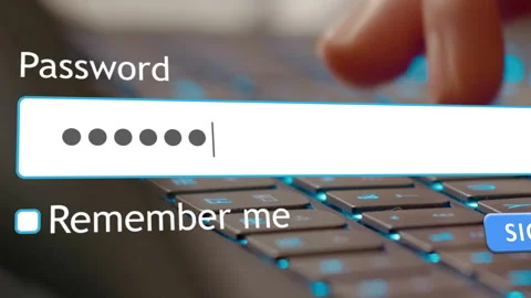 Entering password on website form using a computer browser Stock Footage 334022975