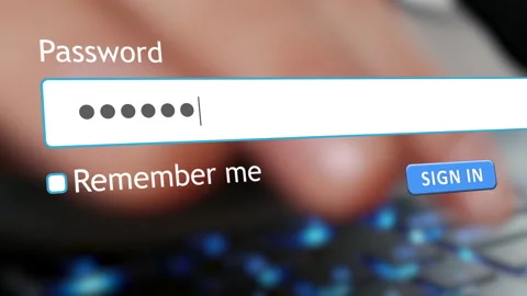 Entering password for website signin on computer form Video stock 334022227