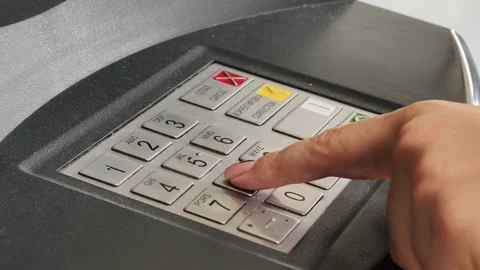 Entering Pin Atm Keypad Metallic Buttons Stock Footage 318774119