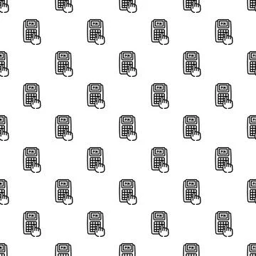 Entering pin code on payment terminal seamless pattern Stock Illustration