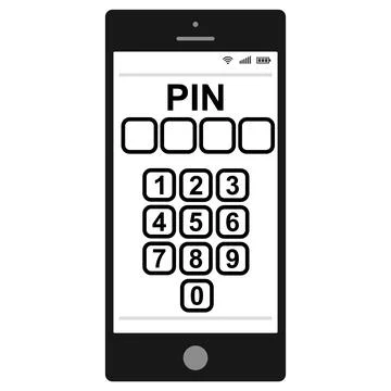 Entering a PIN code on a smartphone, vector pin code personal identification 库存插图