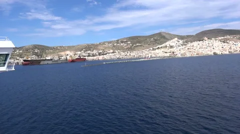 Entering Port of Syros Island in Greece 動画素材 59168871