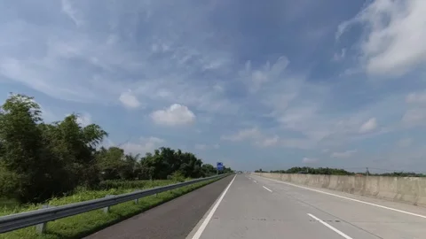Entering Rest Area 726B at Trans Java Surabaya - Mojokerto Toll Road Hyperlapse Stock Footage 129424142
