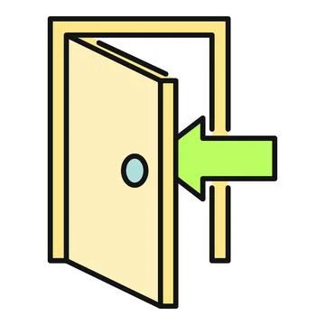 Entering room through open door icon Stock Illustration