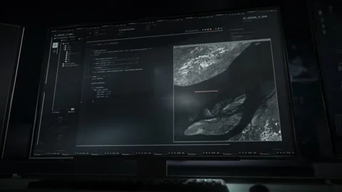 Entering a script into the software and examining virtual world development Stock Footage 195293104