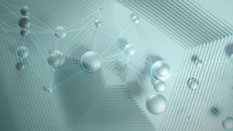 Entering upper right, node web drifting left and rotating, links stretching Vidéo 334744333