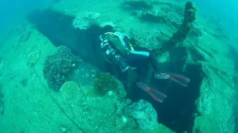 Entering the Wreck Stock Footage 40731893