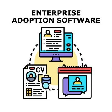 Enterprise adoption software managing human resources onboarding process 库存插图