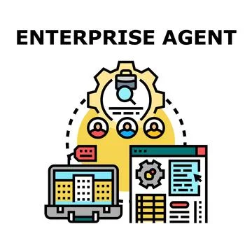 Enterprise agent managing business process and team Ilustração Stock