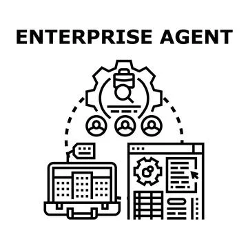 Enterprise agent managing business process and team Ilustração Stock