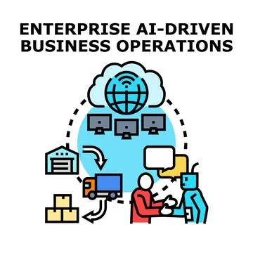 Enterprise ai driven business operations automating processes 库存插图