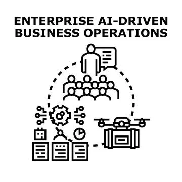 Enterprise ai driven business operations concept vector 库存插图