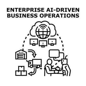 Enterprise ai driven business operations automating processes 库存插图