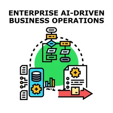 Enterprise ai driven business operations automating workflows 스톡 일러스트