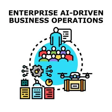 Enterprise ai driven business operations concept vector Stock Illustration