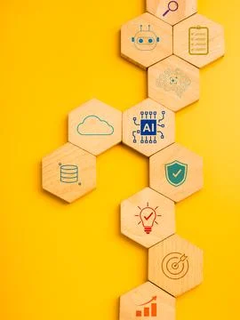 Enterprise AI governance framework concept featuring connected AI ecosystem.. Stock Photos