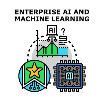 Enterprise ai machine learning business data computing analysis Stock Illustration