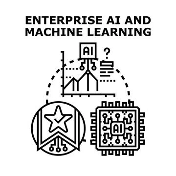 Enterprise ai machine learning business data computing analysis Stock Illustration