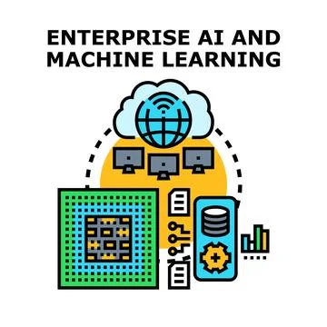 Enterprise ai machine learning cloud processing concept Illustrazione stock