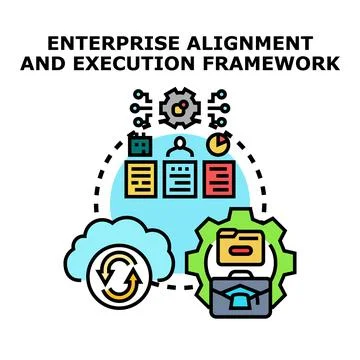 Enterprise alignment execution framework illustrating business strategy man.. Stock Illustration