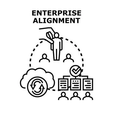 Enterprise alignment optimizing business strategy synchronizing teams Stock Illustration