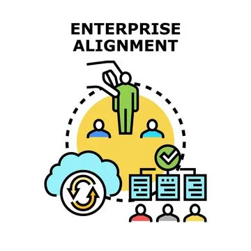 Enterprise alignment optimizing business strategy synchronizing teams Stock Illustration