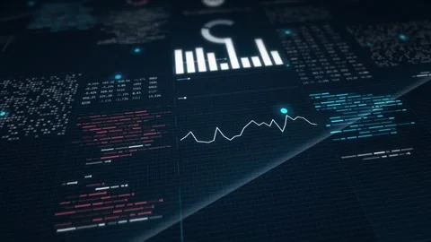 Enterprise Analytics Console Drifting Sideways Across A Blue Data Plate Vídeos de archivo 343626200
