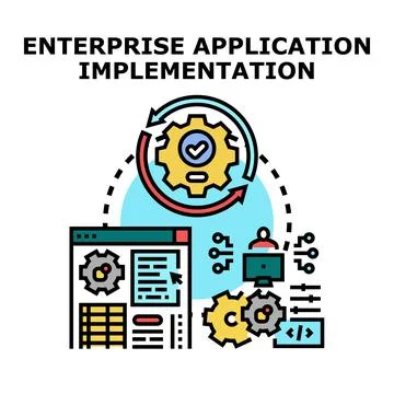 Enterprise application implementation development lifecycle process Stock Illustration