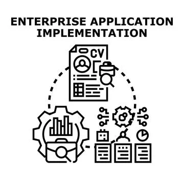 Enterprise application implementation process and team recruitment Ilustração Stock