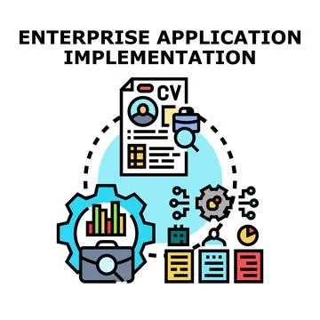 Enterprise application implementation process and team recruitment Stock Illustration