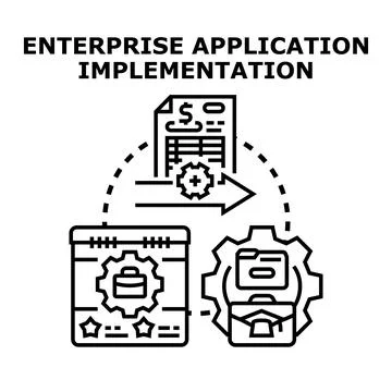 Enterprise application implementation process concept with business objective Stock Illustration