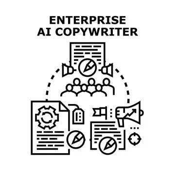 Enterprise artificial intelligence copywriting automation concept Illustrazione stock