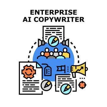 Enterprise artificial intelligence copywriting automation concept Stock Illustration