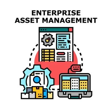 Enterprise asset management optimizing corporate inventory software solution Illustrazione stock