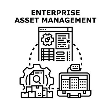Enterprise asset management optimizing corporate inventory software solution Stock Illustration